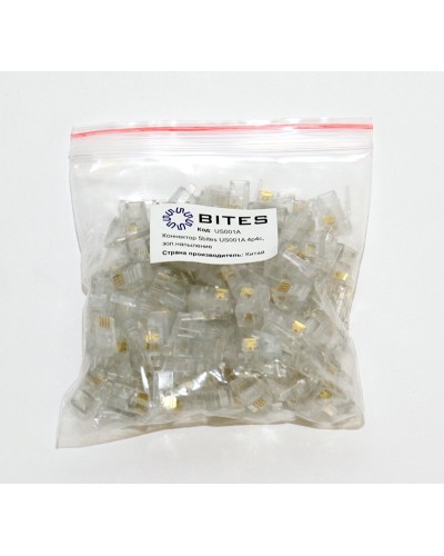 US010A (100шт). Телефонный разъем 4P4C (RJ-11). 5bites в Москве