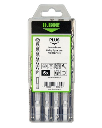 Набор буров SDS-plus V PLUS 5шт, 2-cutting (242030): Набор буров SDS-plus (6х110 мм; 6,8,10,12х160 мм) в Москве