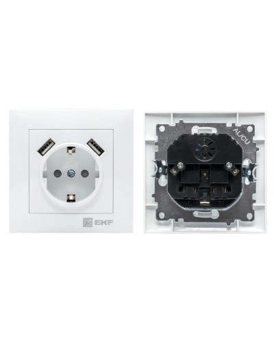 Валенсия розетка 1-местная с/з 16А (EWR16-028-10-2USB). Розетка 1-местная с/з 16А. EKF в Москве