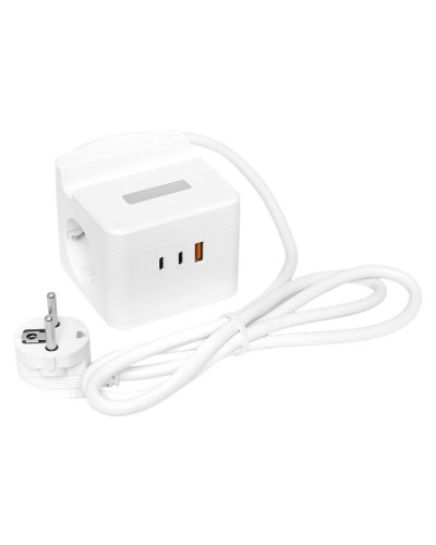 Удлинитель Куб 2 гнезда USB + 2Type C с быстрой зарядкой, подставкой под телефон и ночником 1,3 метра 1мм2. Удлинитель Куб. EKF в Москве