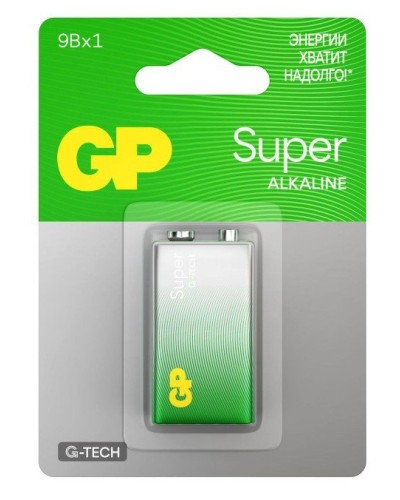 GP Super Alkaline 9V Крона (GP 1604AA21-5CRSBC1), БЛИСТЕР. Алкалиновая батарейка. GP Batteries в Москве