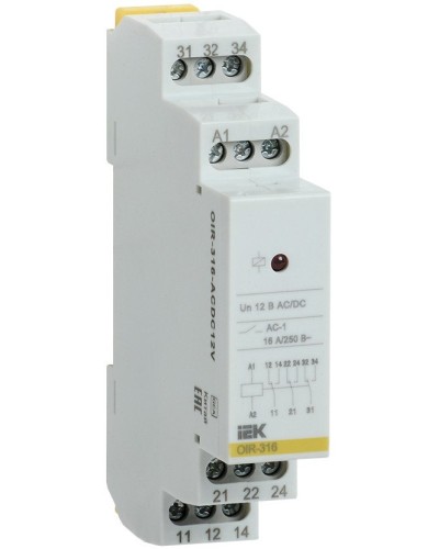 Реле промежуточное модульное OIR 3 контакта 16А 230В AC (OIR-316-AC230V). Реле промежуточное модульное. IEK в Москве