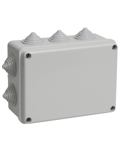 Коробка распаячная КМ41241 150х110х70 открытой проводки IP44 10 гермовводов серая (UKO10-150-110-070-K41-44). Коробка распаячная безгалогенная (HF). IEK в Москве
