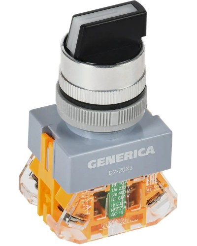 Переключатель D7-20X3 на 3 положения черный GENERICA (BSW50-20X3-3-21-3-K02-G). Переключатель. IEK в Москве