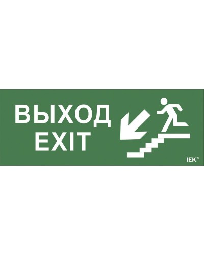 Самоклеящаяся этикетка Выход/лестница вниз/фигура (LPC10-1-24-09-VLVNF). Самоклеящаяся этикетка 240х90 мм. IEK в Москве