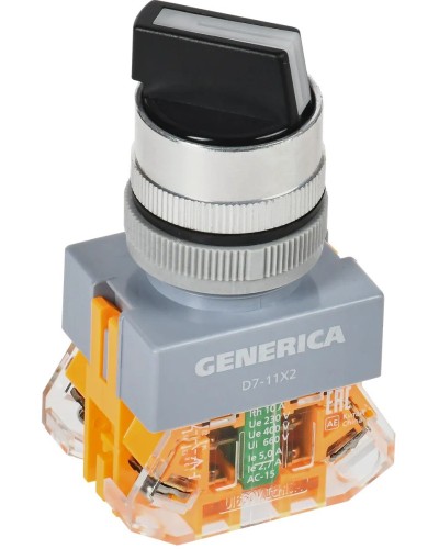 Переключатель D7-11X2 на 2 положения черный GENERICA (BSW50-11X2-3-21-2-K02-G). Переключатель. IEK в Москве
