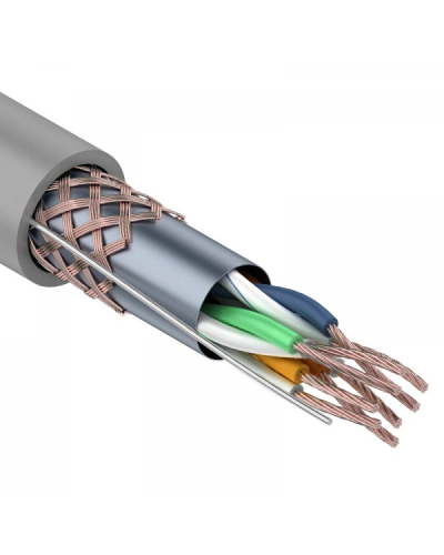 SF/UTP, CAT 5e, PVC, 4PR, 24AWG, INDOOR, STRANDED, серый, 305м, REXANT (01-0343). Кабель «витая пара» (LAN) для структурированных систем связи. Rexant в Москве