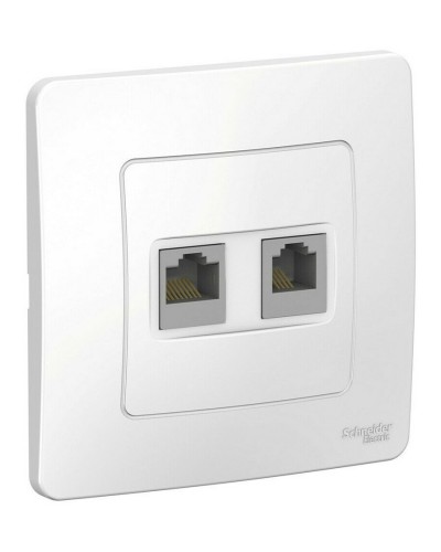 BLANCA розетка RJ45+RJ11 2-местная, кат. 5Е, скрытой установки, белый (BLNIS045111). Розетка компьютерная + телефонная. Systeme Electric в Москве