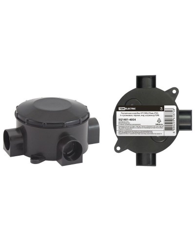 Распаячная коробка ОП D80х35мм, IP42, 3-х рожковая, черная TDM (SQ1401-4054). Распаячная коробка ОП. TDM ЕLECTRIC в Москве