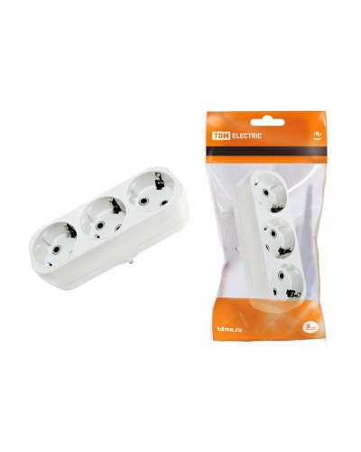 Блок на 3 гнезда 2П+З плоский 16А 250B TDM (SQ1806-0033). Розетка. TDM ЕLECTRIC в Москве