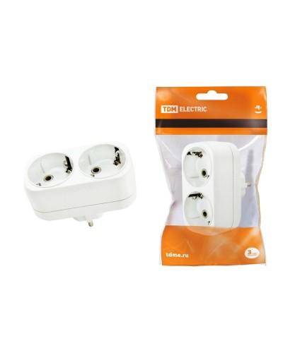 Блок на 2 гнезда 2П+З плоский 16А 250B TDM (SQ1806-0026). Розетка. TDM ЕLECTRIC в Москве