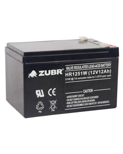 ZUBR HR 1251W (12V, 12Ah). Аккумулятор герметичный свинцово-кислотный. ZUBR в Москве