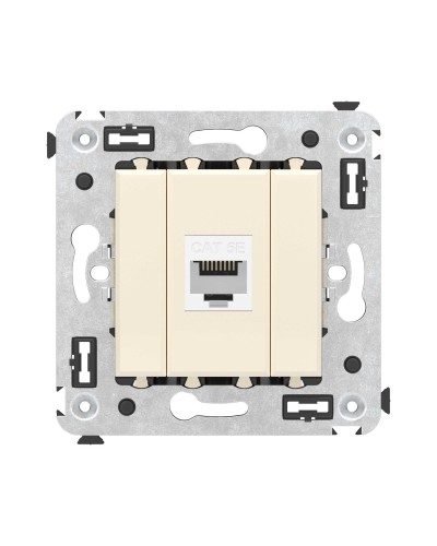 Розетка RJ-45 в стену, кат.5E, Avanti, одинарная, ванильная дымка (4405663). Розетка компьютерная. ДКС в Москве