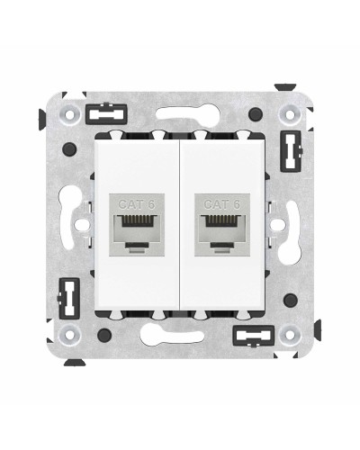 Розетка RJ-45 в стену, кат.6E, Avanti, двойная, белое облако (4400794). Розетка компьютерная модульная. ДКС в Москве