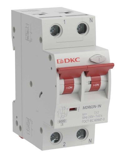 YON max MDR, 1P+N, 30mA, 40A, 6kA, А (MDR63N-1N2C40-A). Автоматический выключатель дифференциального тока. ДКС в Москве