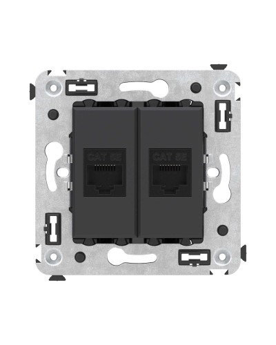 Розетка RJ-45 в стену, кат.5E, Avanti, двойная, черный матовый (4412664). Розетка компьютерная. ДКС в Москве