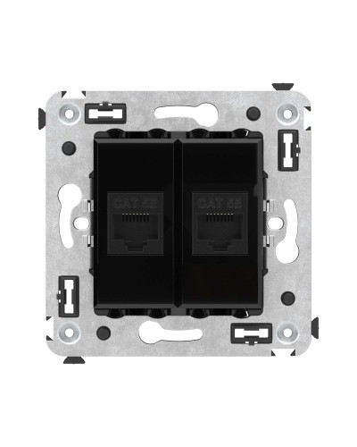 Розетка RJ-45 в стену, кат.5E, Avanti, двойная, черный квадрат (4402664). Розетка компьютерная. ДКС в Москве