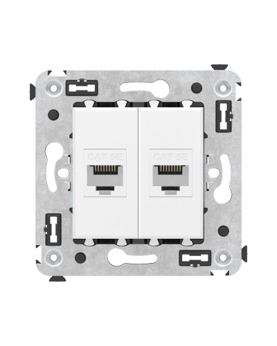 Розетка RJ-45 в стену, кат.5E, Avanti, двойная, белое облако (4400664). Розетка компьютерная. ДКС в Москве