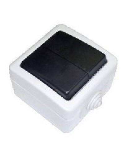 Переключатель двухклавишный 2-полюсный с 2 мест EF602SA, серый, LK Aqua (80006). Переключатель. Экопласт в Москве