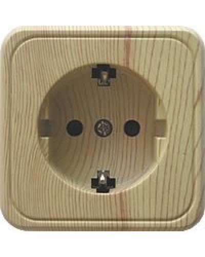 Розетка одинарная открытой установки с з/к, сосна, LK Standard (813225). Розетка с заземляющими контактами и защитными шторками. Экопласт в Москве