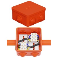 Коробка JBS080 85х85х50, 6 вых., 4P (0,15-2,5 мм²) (43011HF). Коробка монтажная, огнестойкая, без галогена. Экопласт