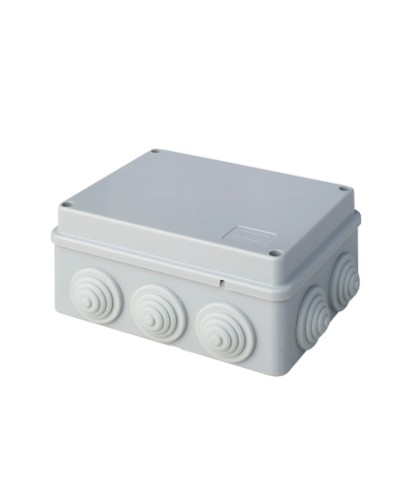 Коробка JBS150 150х110х70, 10 вых., 5P (1,5…6мм²) серая (43029HF-GR). Коробка монтажная, огнестойкая, без галогена. Экопласт в Москве