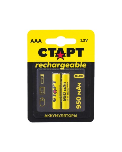 СТАРТ HR03 (AAA, 950mah), упак. 2 шт. БЛИСТЕР. Перезаряжаемые аккумуляторы. СТАРТ в Москве